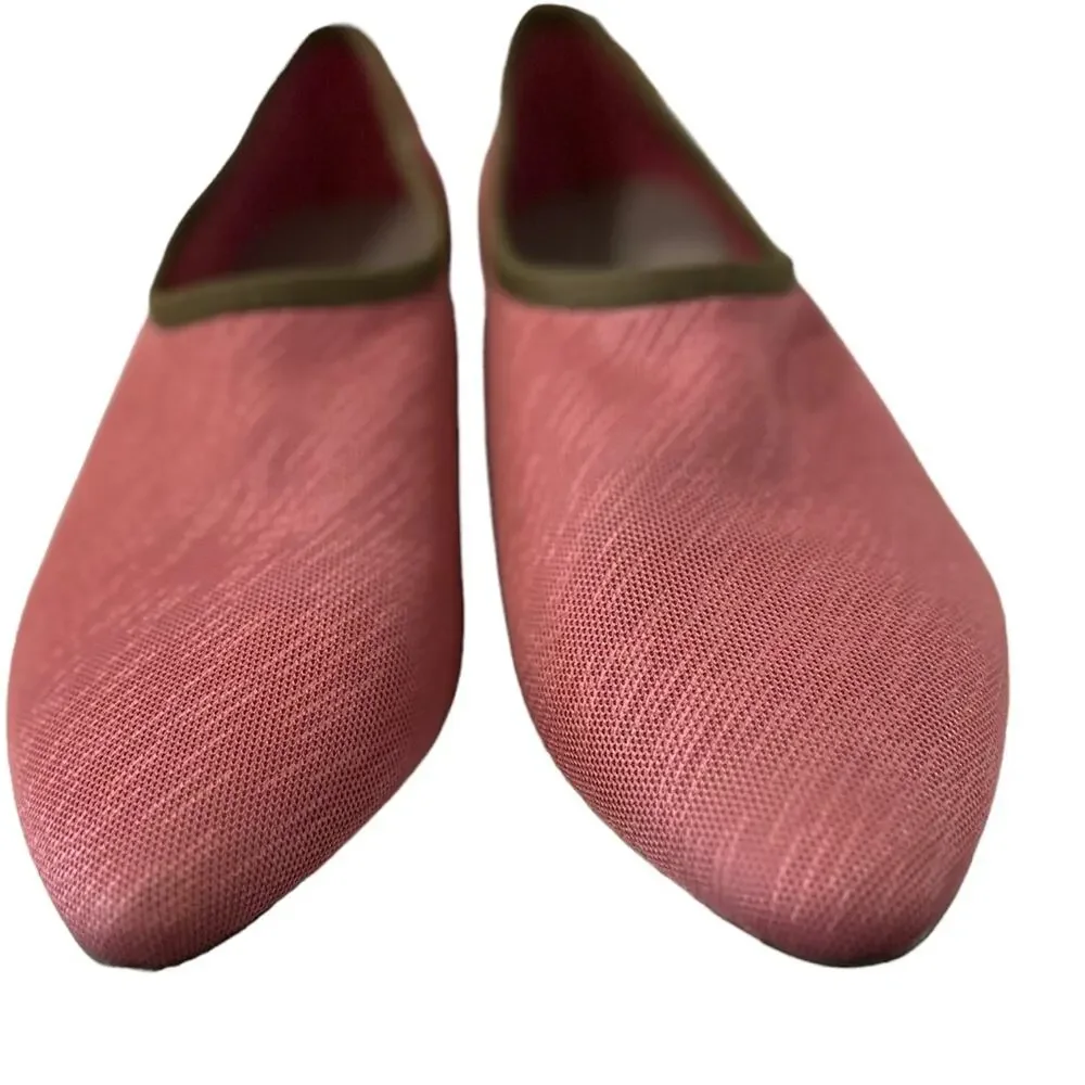 Lori Goldstein pink brown‎ trim knit uppers leather sole flats size 8M - Picture 9 of 10